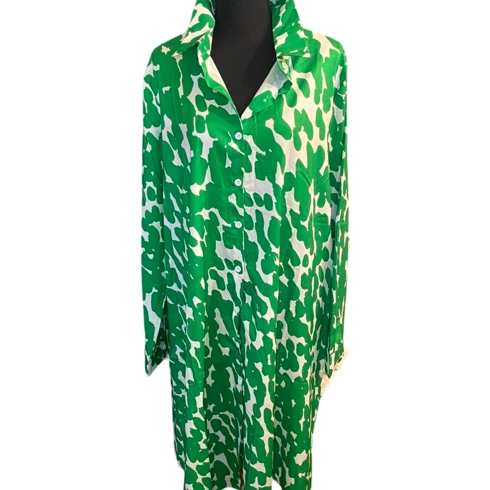 Kelly Green Coastal Shirtdress | Preppy Chic in 2XL - Picture 2 of 10